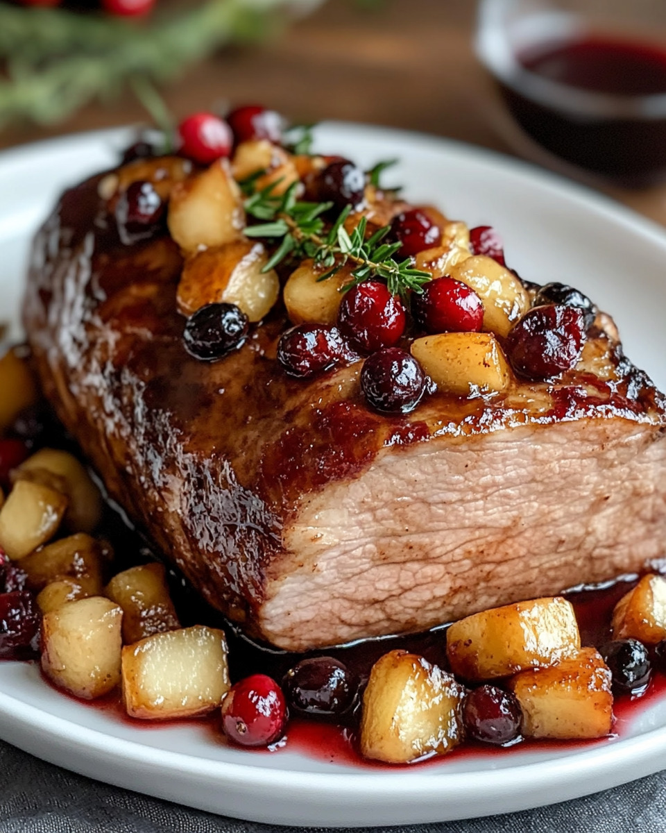 Cranberry Dijon Pork Loin Roast with Apple Cider Glaze