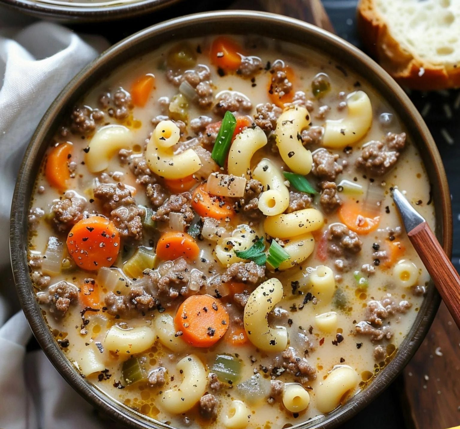 ONE POT MACARONI CHEESEBURGER SOUP