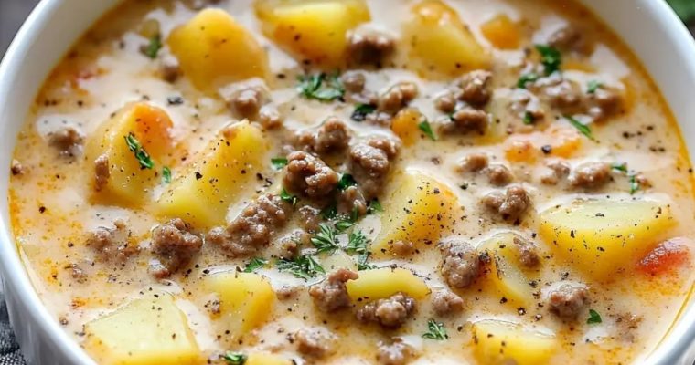 Cheesy Hamburger Potato Soup