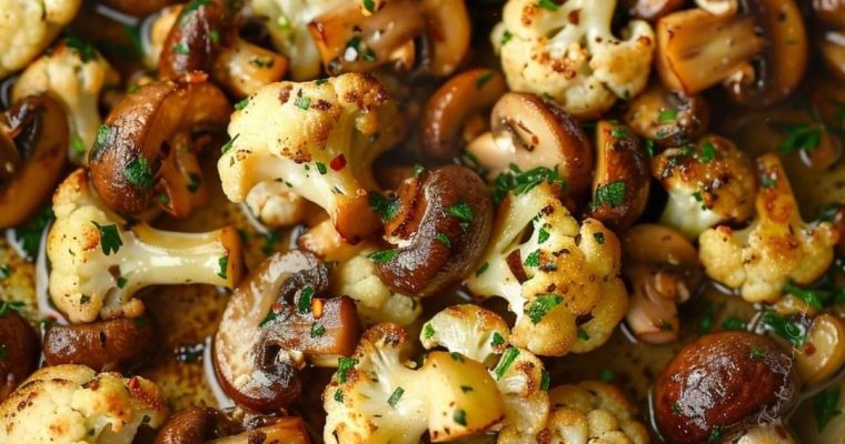 Garlic Cauliflower and Mushrooms