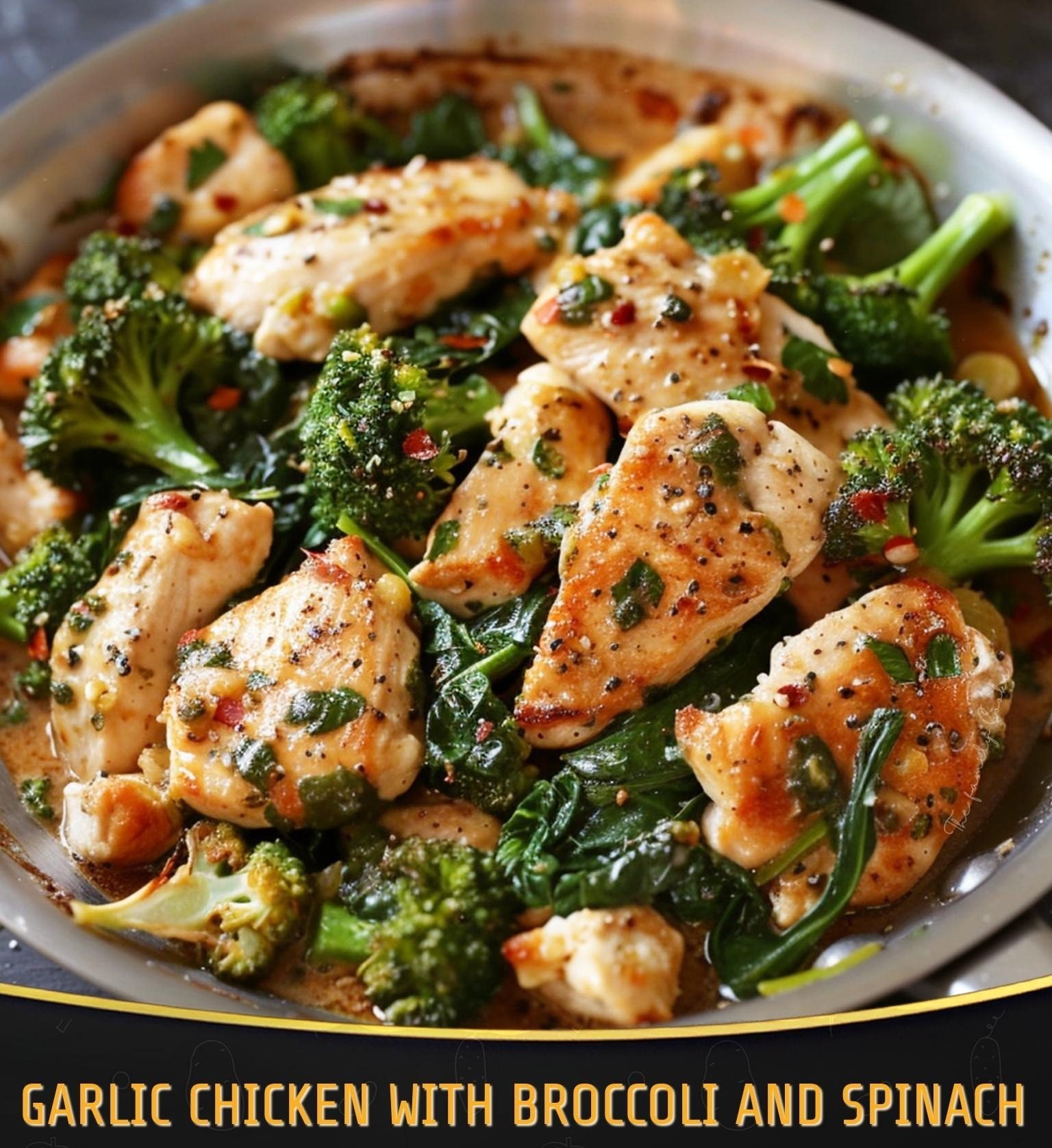 Garlic Chicken with Broccoli and Spinach