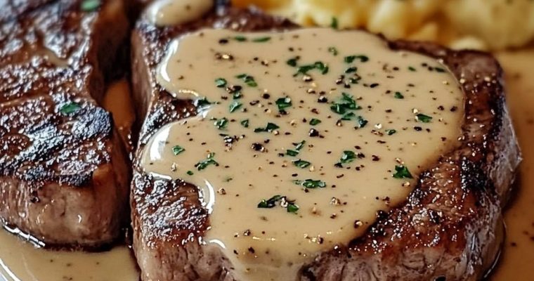 Steak with Garlic Cream Sauce