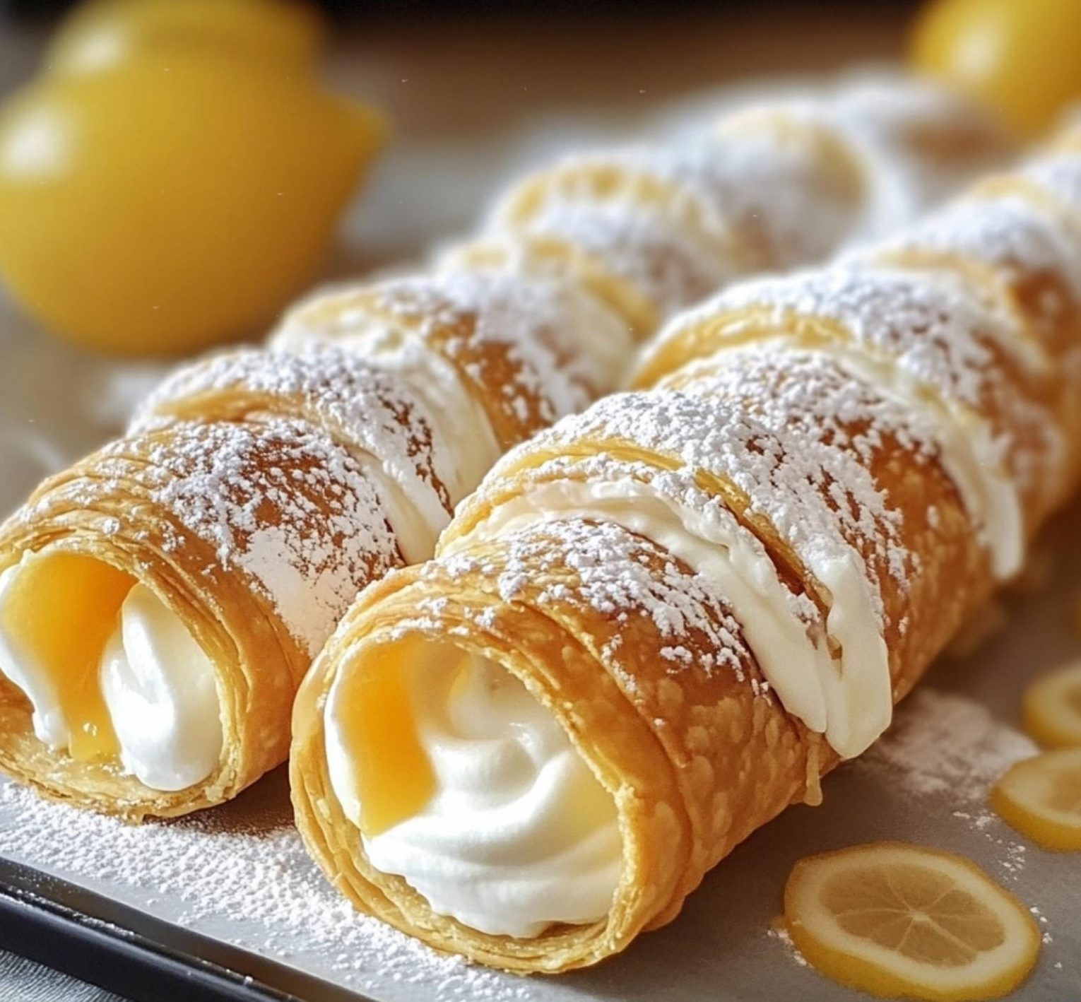 Zesty Lemon Meringue Pie Cannolis
