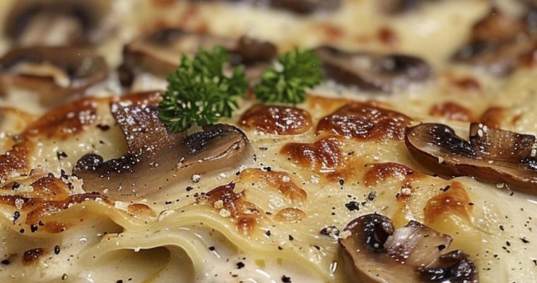 Mushroom Chicken Alfredo Lasagna