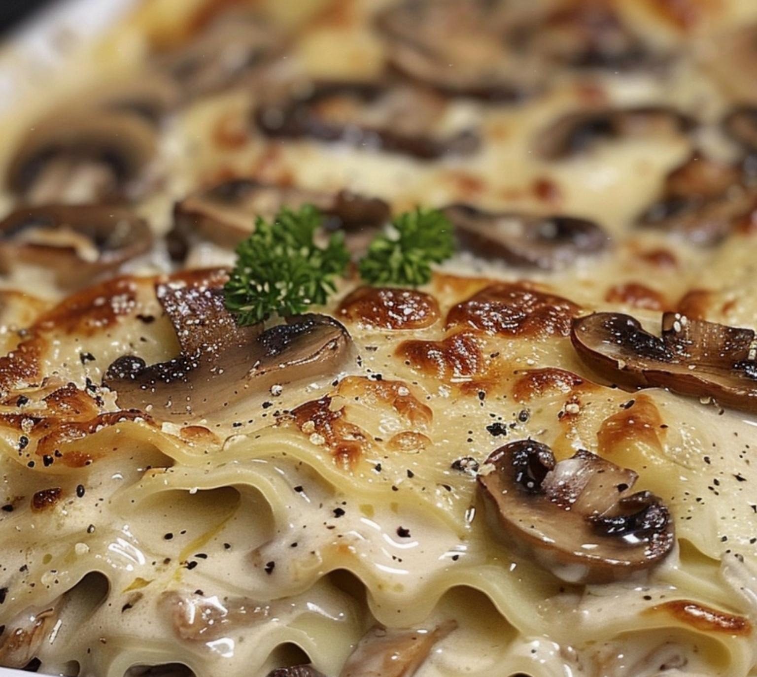 Mushroom Chicken Alfredo Lasagna