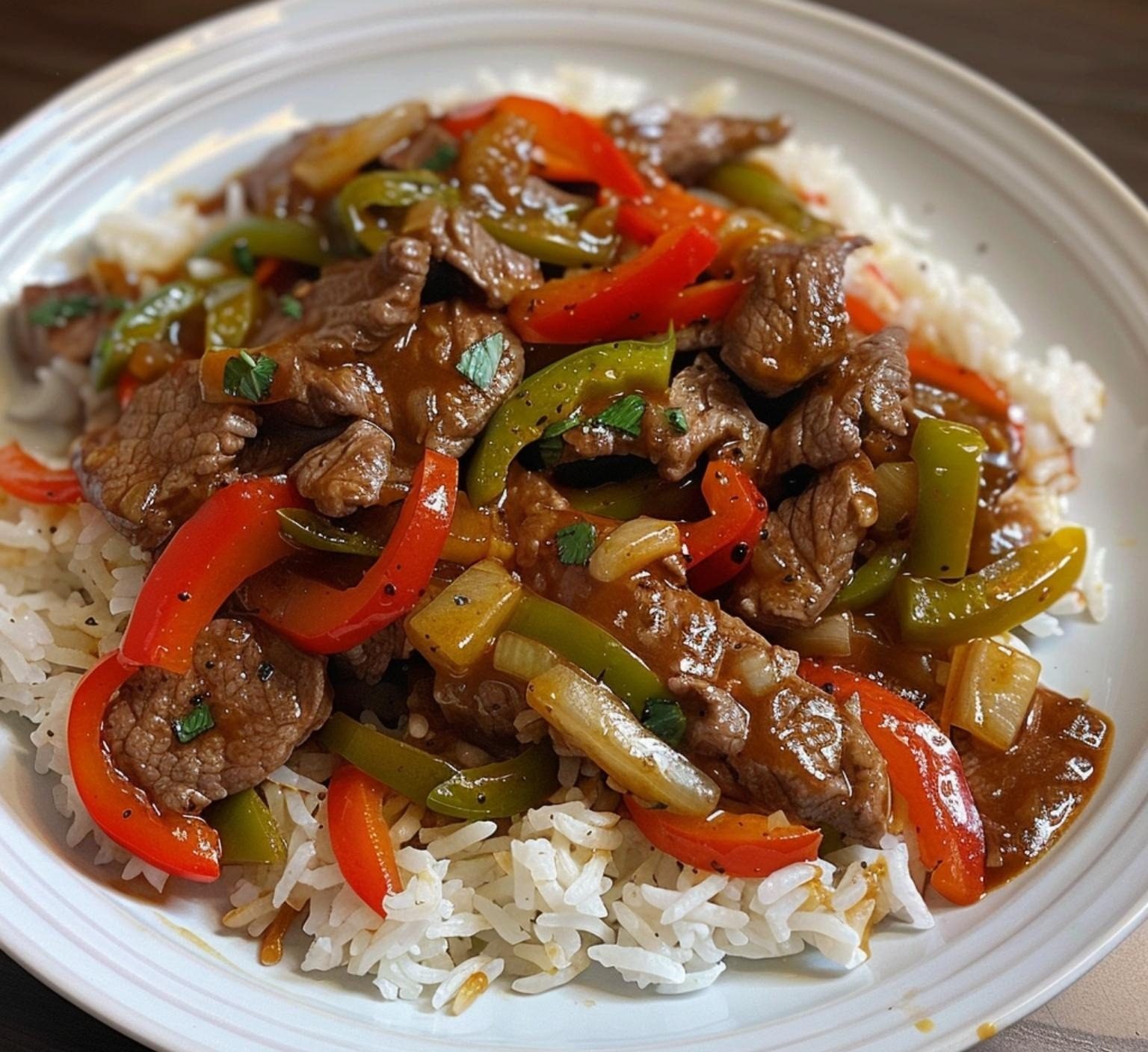 Pepper Steak and Rice