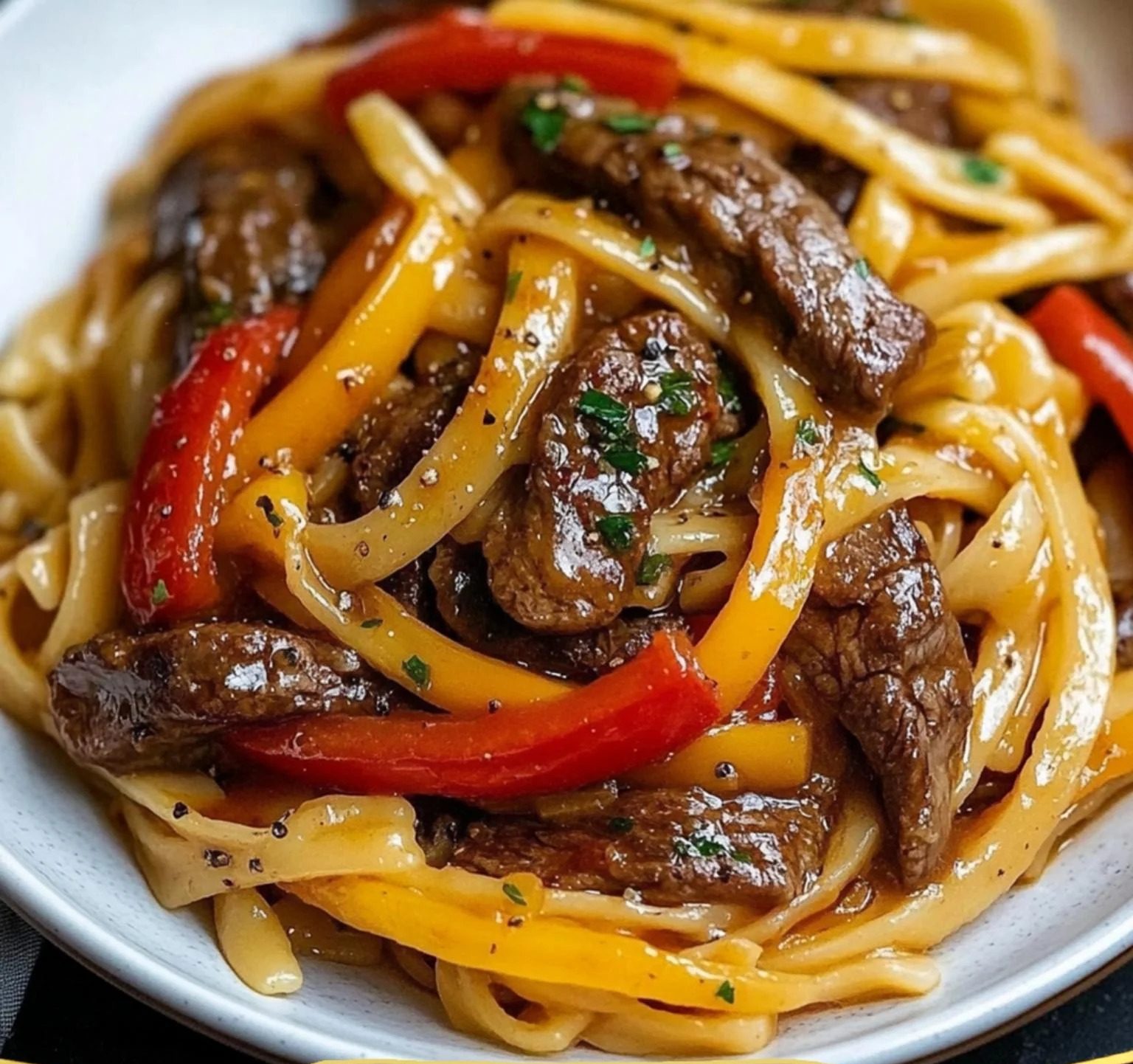 Classic Pepper Steak with Pasta