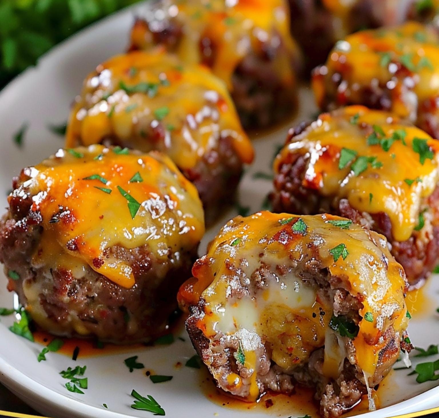 Cheesy Stuffed Meatloaf Bites