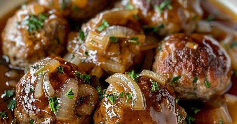 Slow Cooker French Onion Meatballs