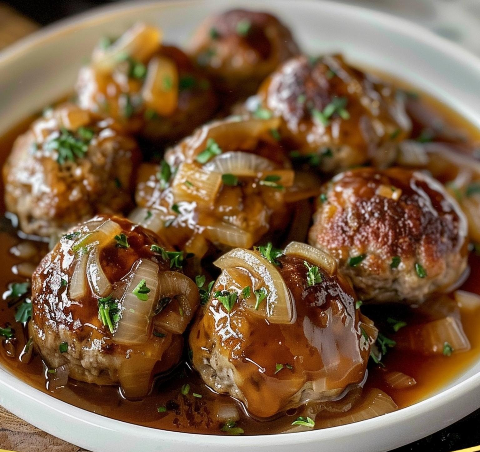 Slow Cooker French Onion Meatballs