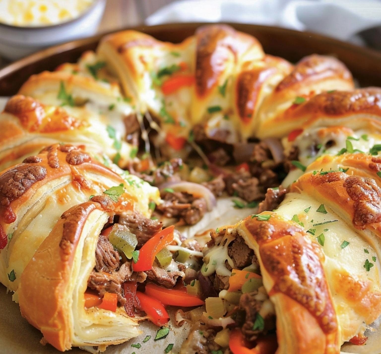 Philly Cheesesteak Crescent Ring