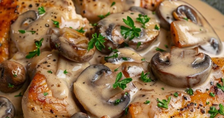 Chicken and Mushrooms in Creamy Sauce