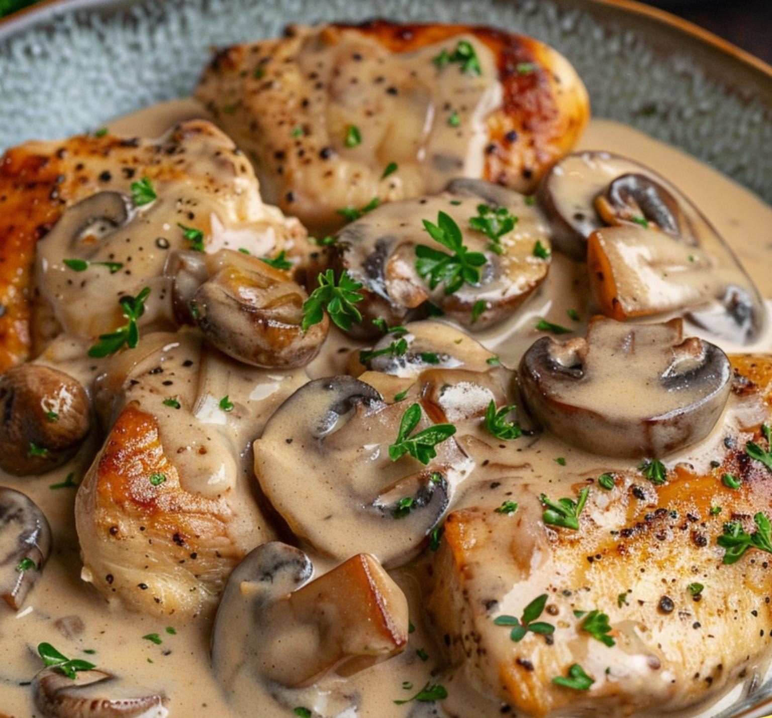 Chicken and Mushrooms in Creamy Sauce