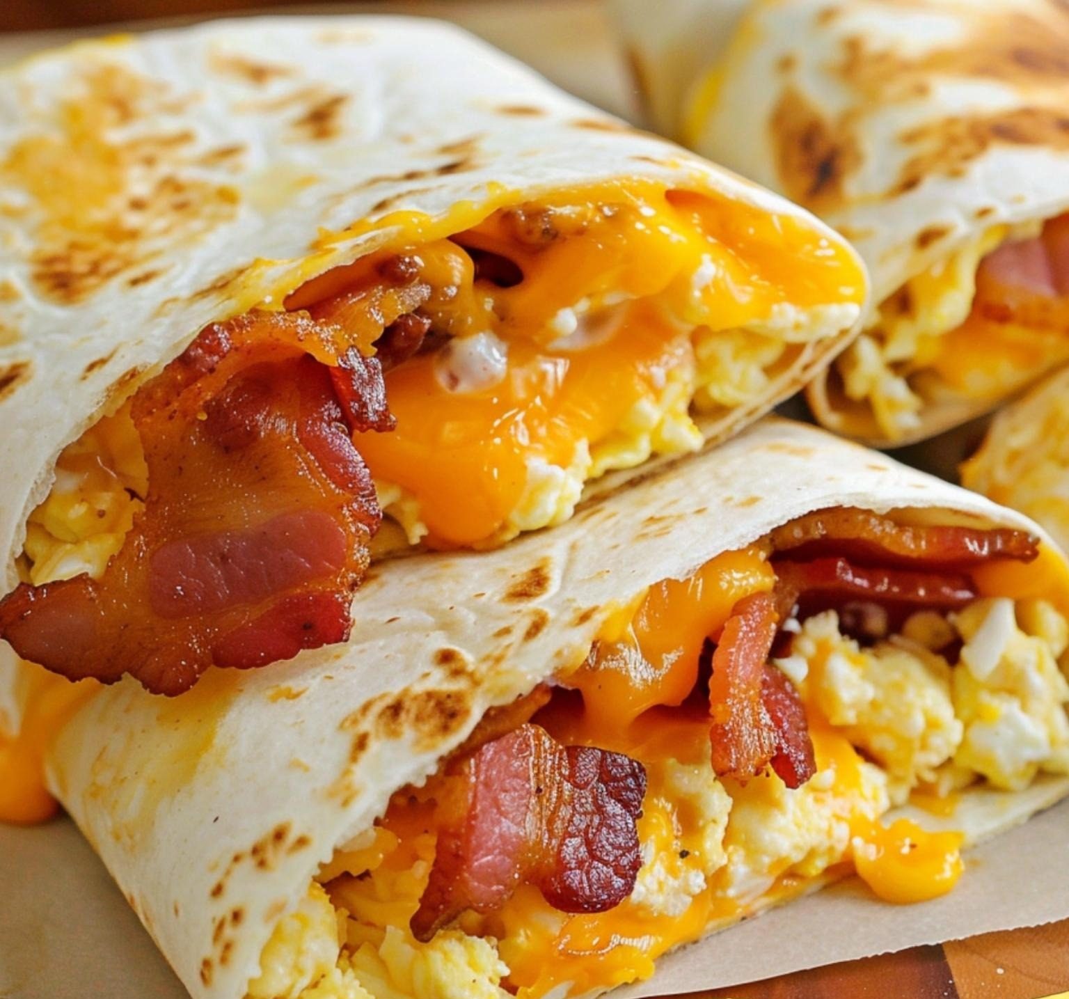 Bacon Egg and Cheese Breakfast Burritos