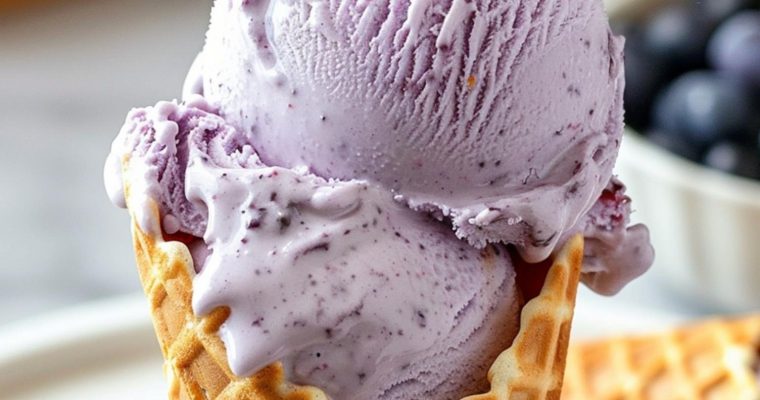 No Churn Blueberry Ice Cream