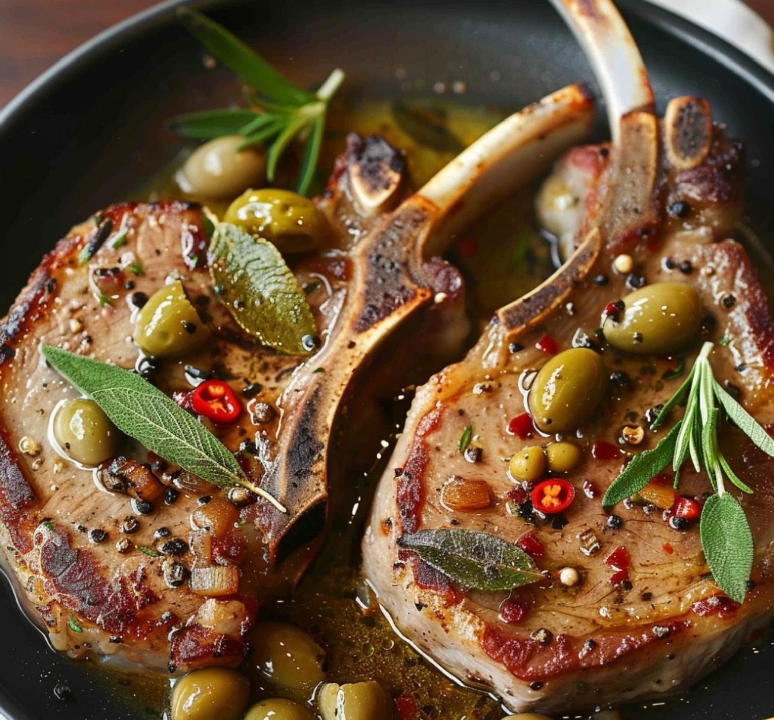Dirty Martini Pork Chops