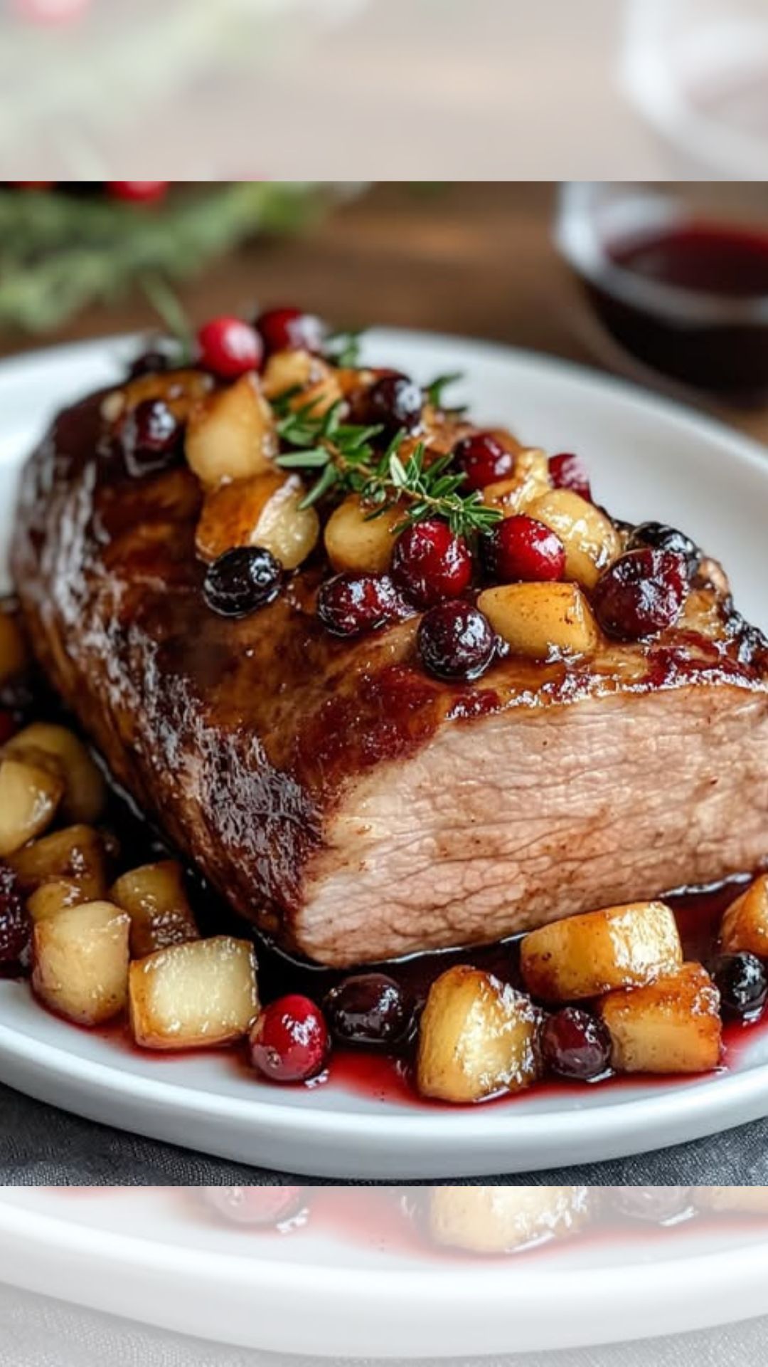 Cranberry Dijon Pork Loin Roast with Apple Cider Glaze