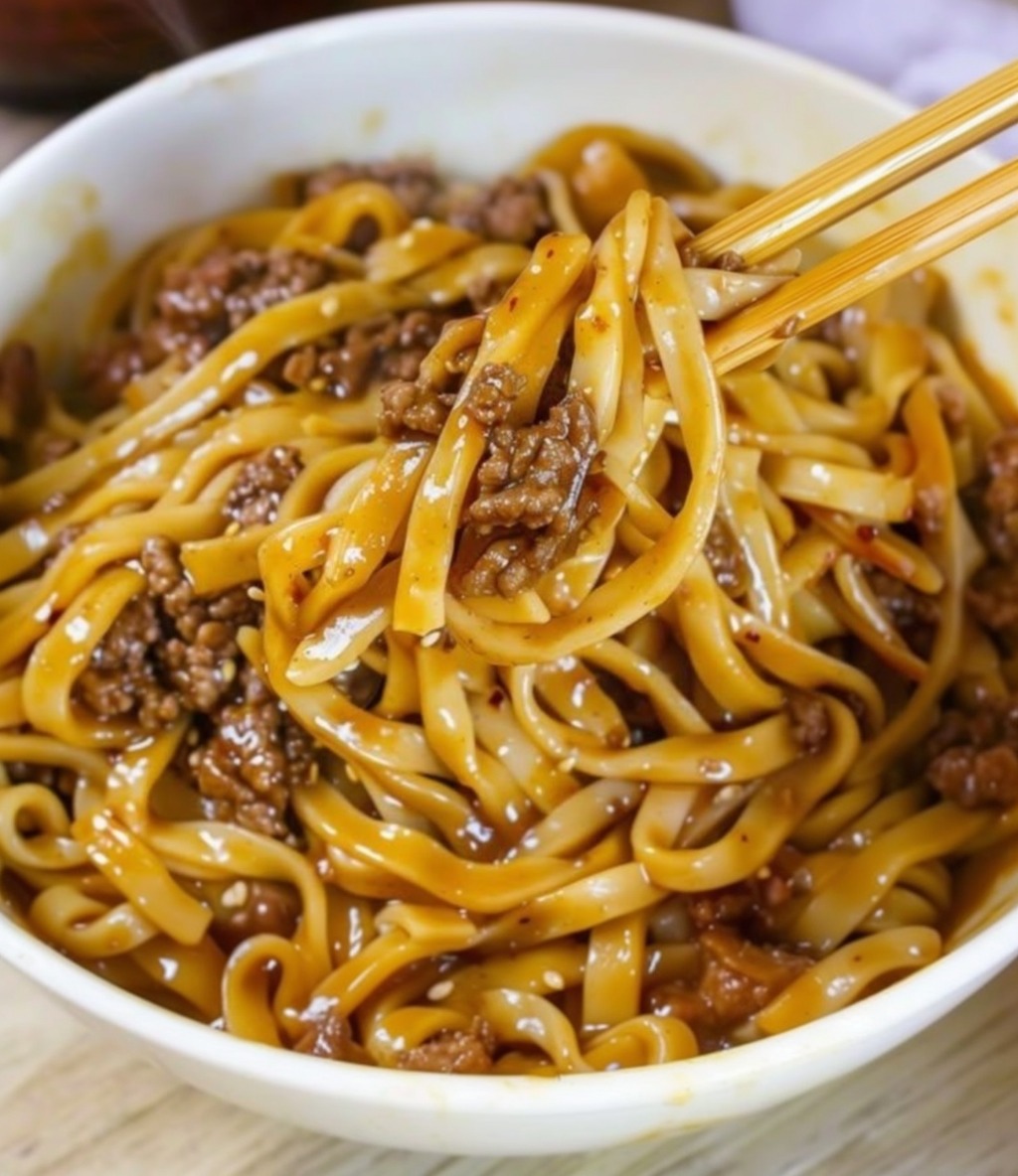 Mongolian Ground Beef Noodles