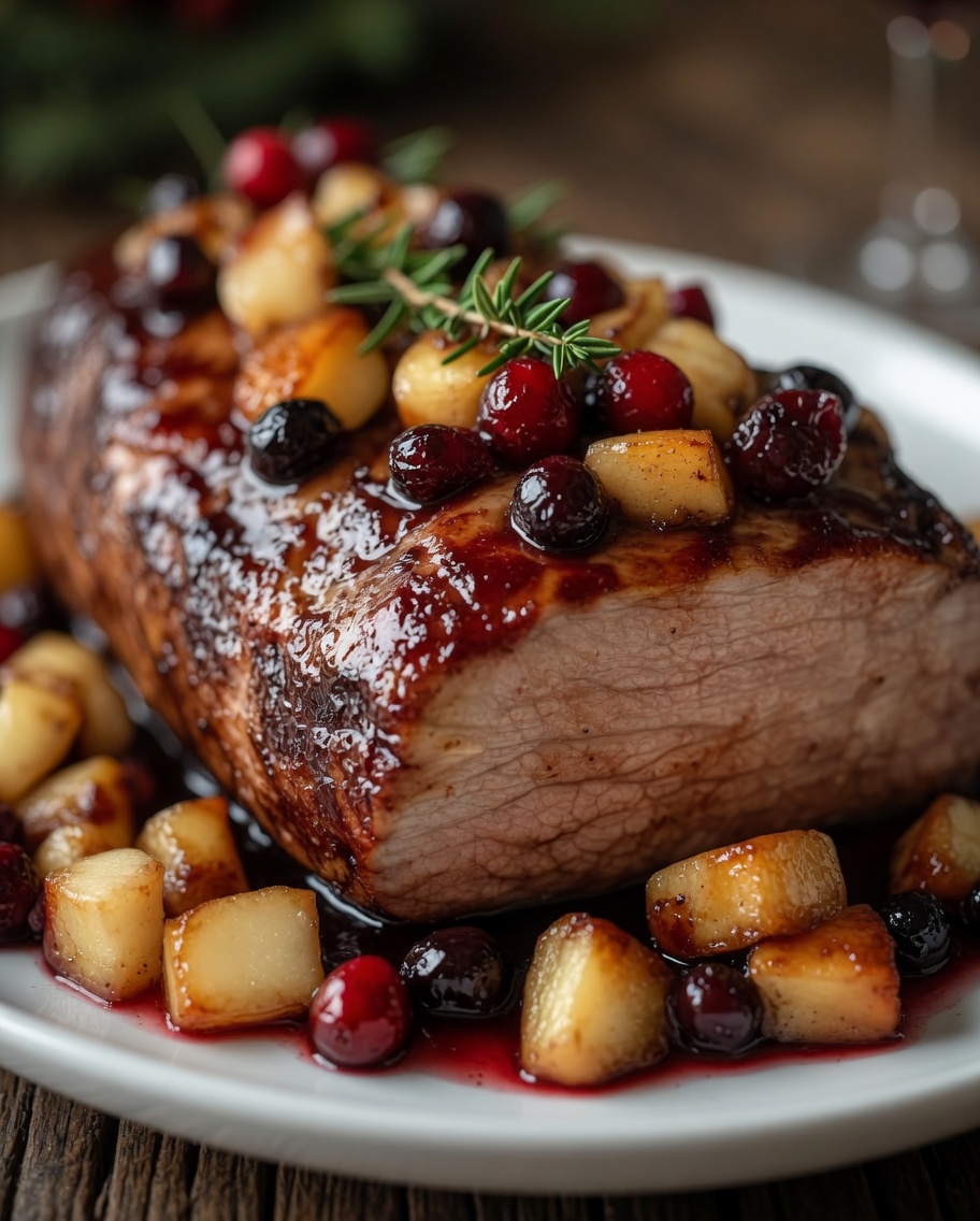 Cranberry Dijon Pork Loin Roast with Apple Cider Glaze