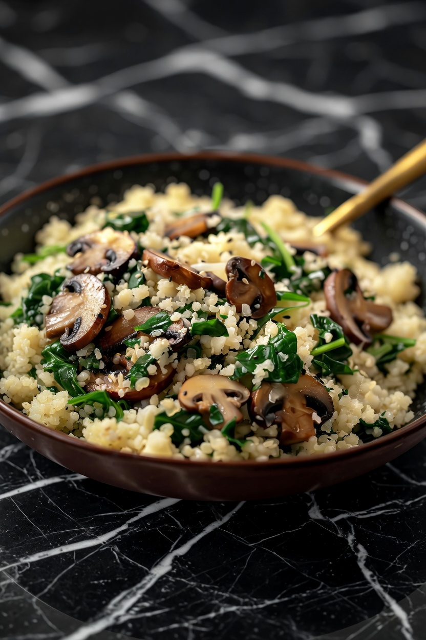 Mushroom & Spinach Cauliflower Rice