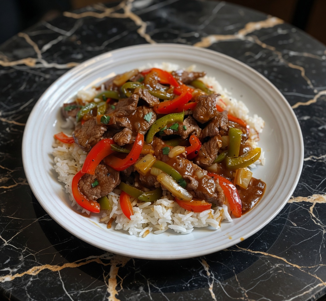 Pepper Steak and Rice