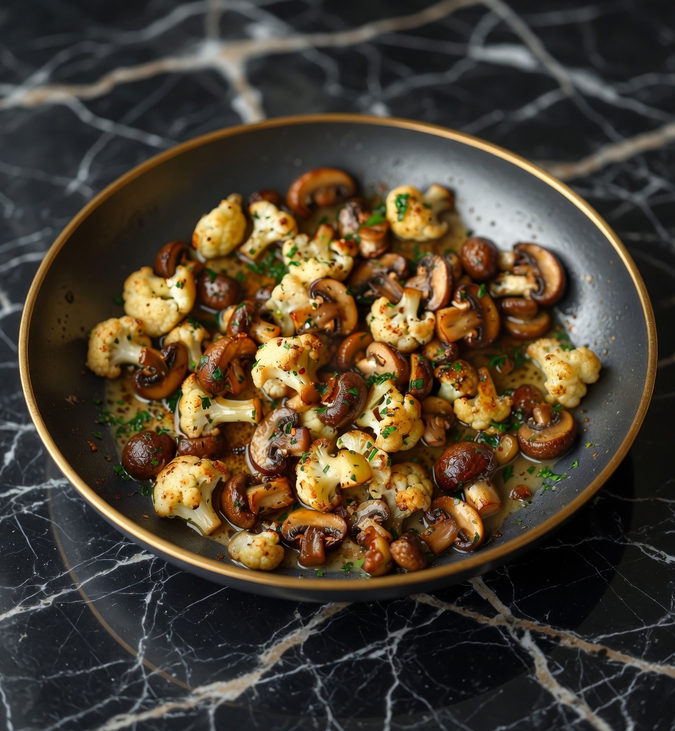 Garlic Cauliflower and Mushrooms