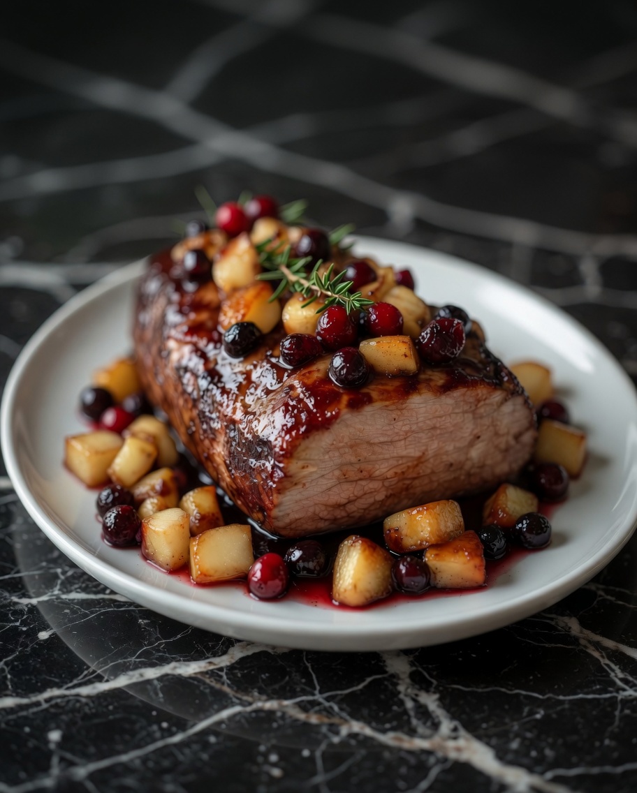 Cranberry Dijon Pork Loin Roast with Apple Cider Glaze