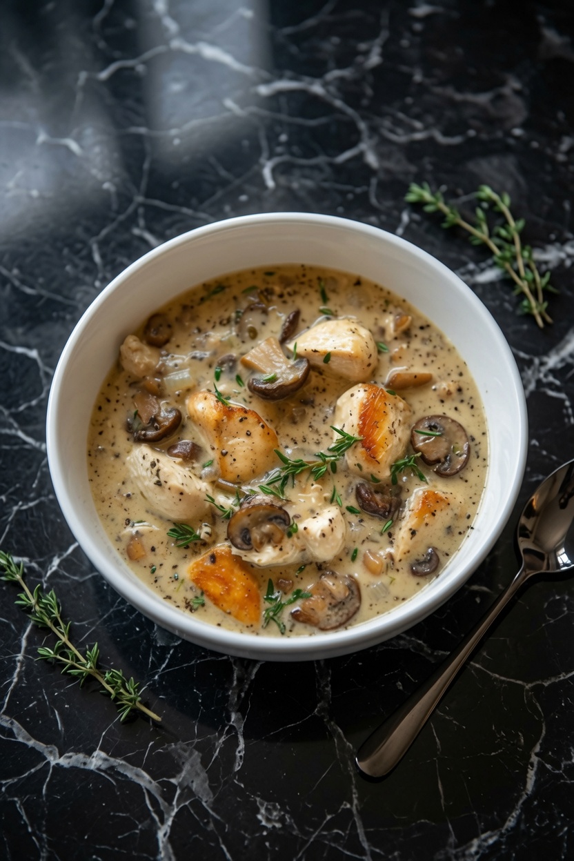 Creamy Mushroom Chicken & Wild Rice Soup