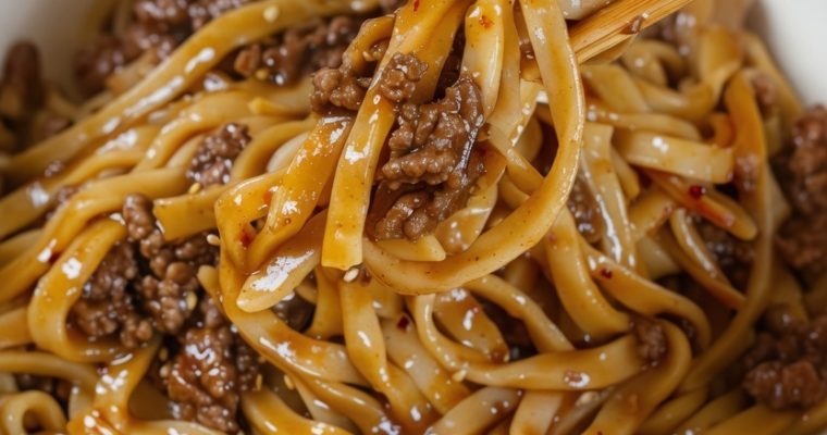 Mongolian Ground Beef Noodles