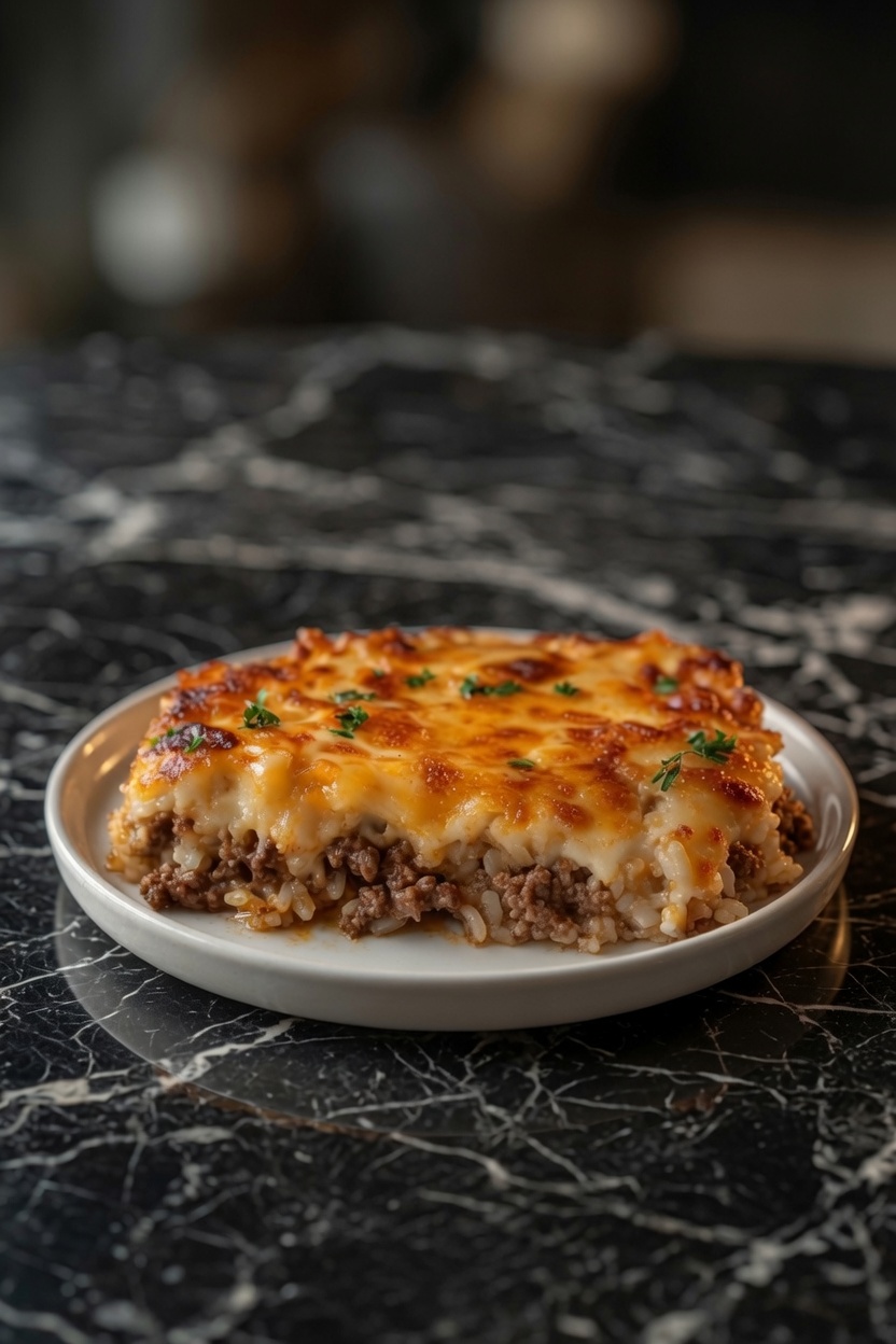 Cheesy Ground Beef and Rice Casserole
