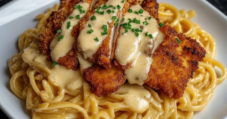 Crispy Chicken with Creamy Pasta