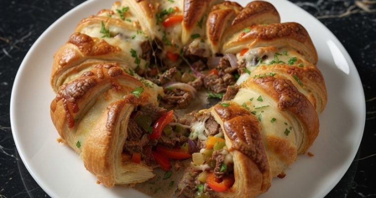 Philly Cheesesteak Crescent Ring