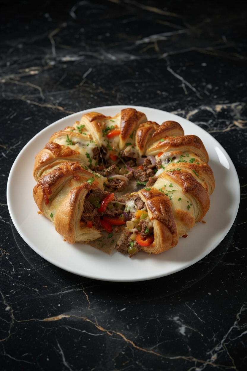 Philly Cheesesteak Crescent Ring