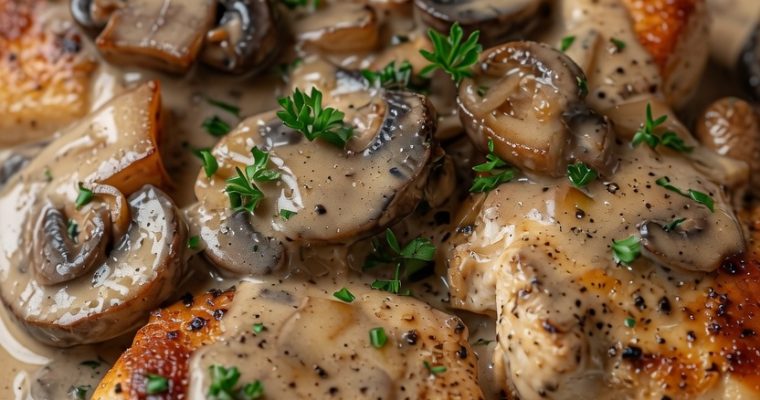 Chicken and Mushrooms in Creamy Sauce