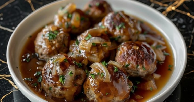 Slow Cooker French Onion Meatballs