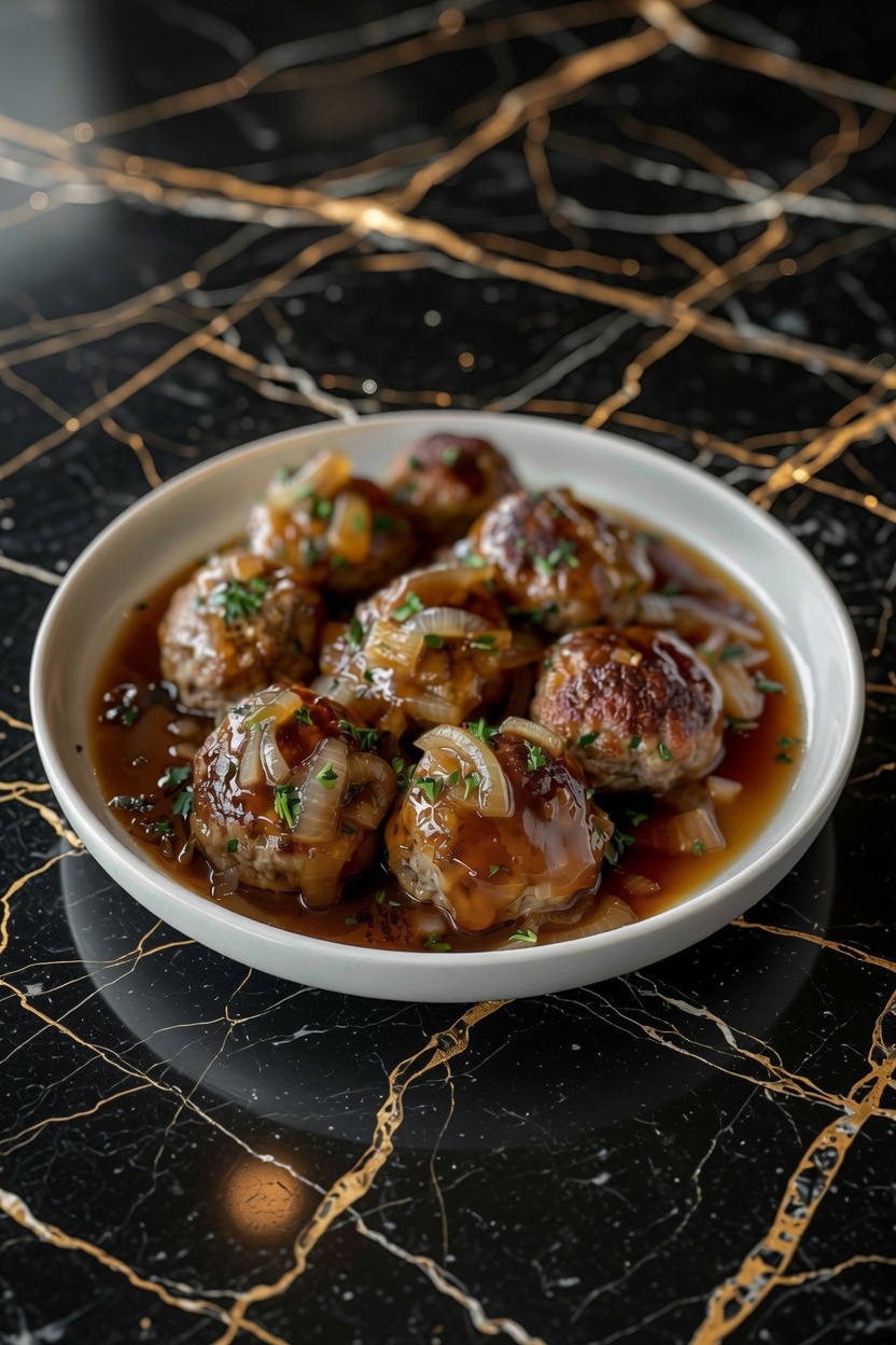 Slow Cooker French Onion Meatballs