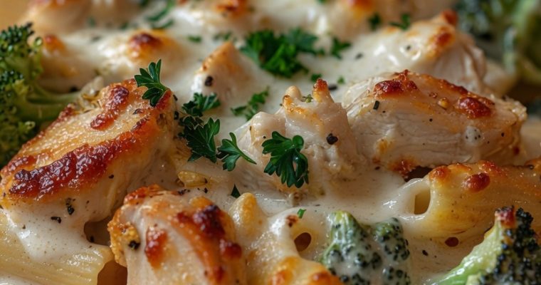 Chicken Alfredo Broccoli Bake