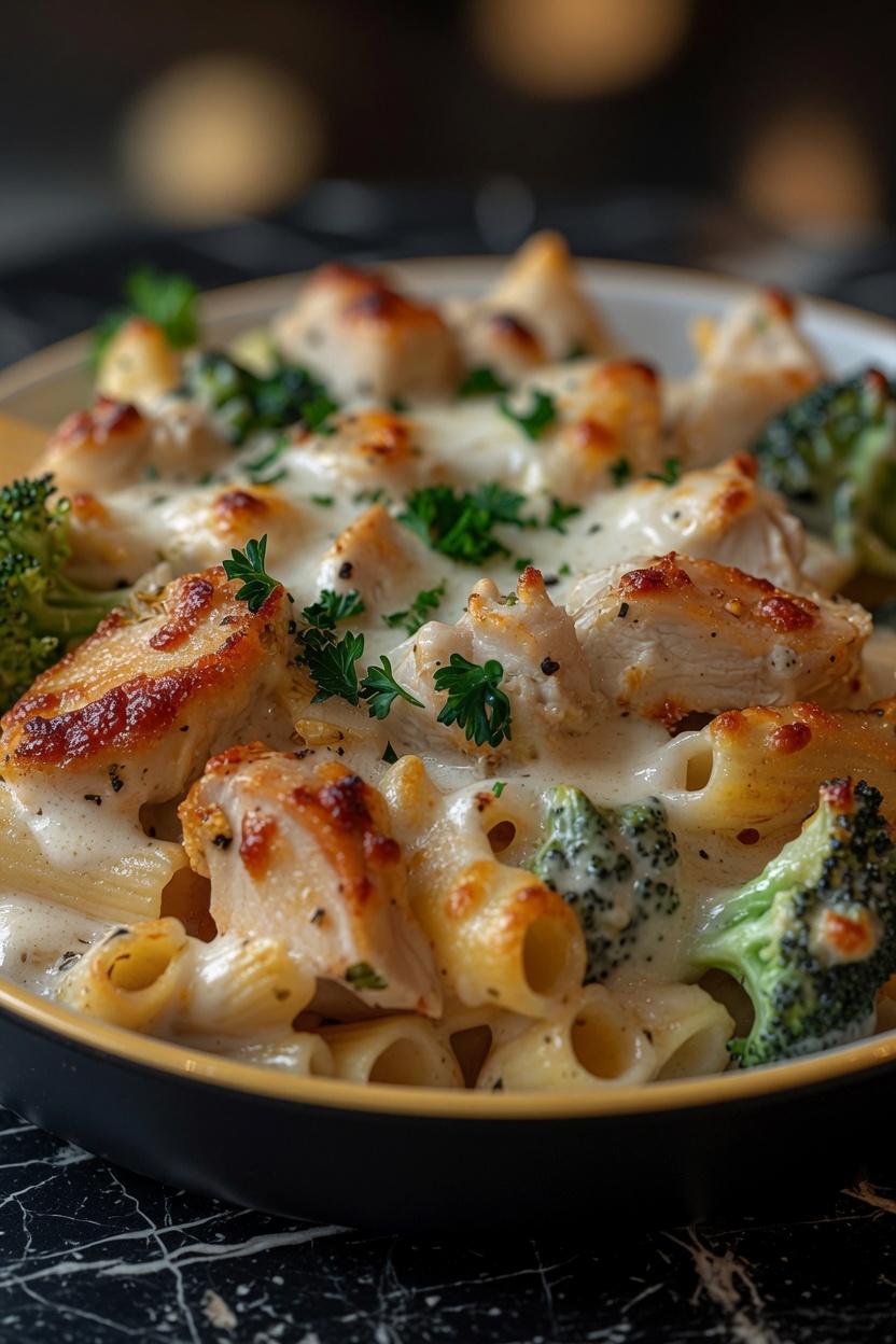 Chicken Alfredo Broccoli Bake