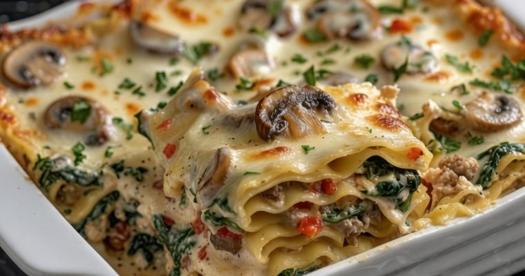 Chicken Mushroom and Spinach Lasagna