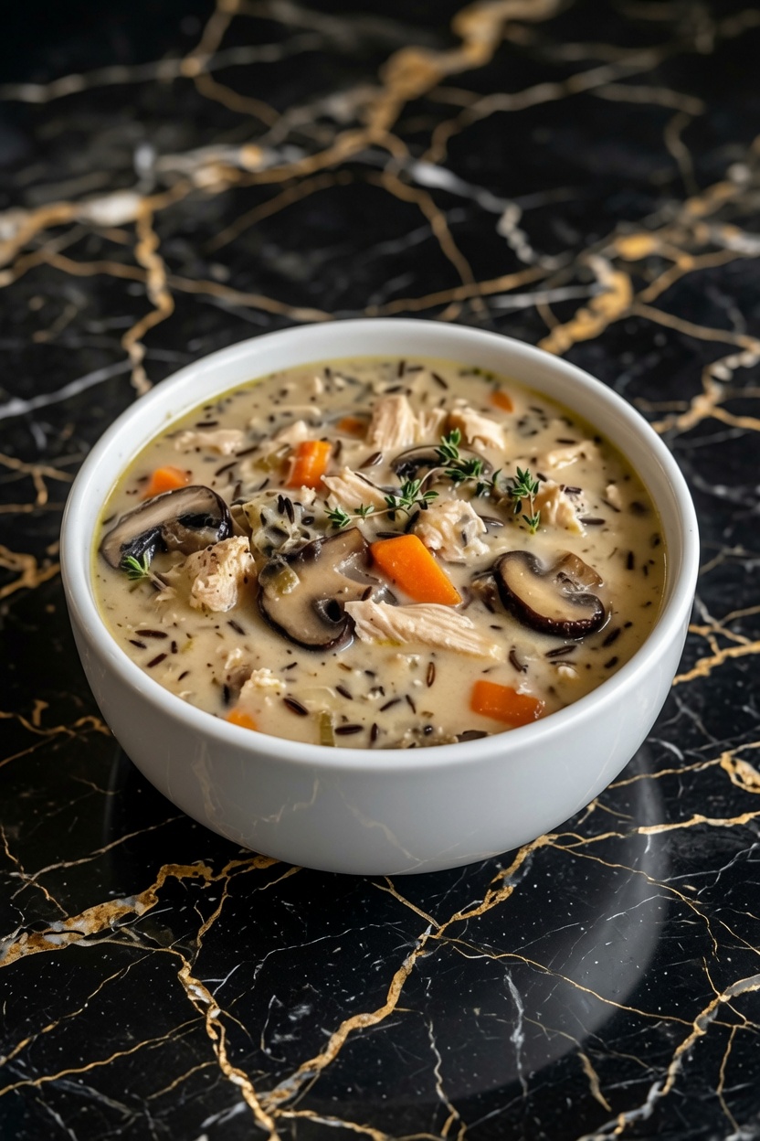 Creamy Mushroom Chicken & Wild Rice Soup