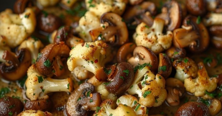 Garlic Cauliflower and Mushrooms