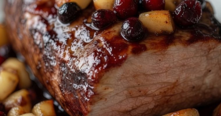 Cranberry Dijon Pork Loin Roast with Apple Cider Glaze