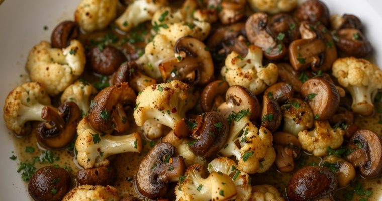 Garlic Cauliflower and Mushrooms