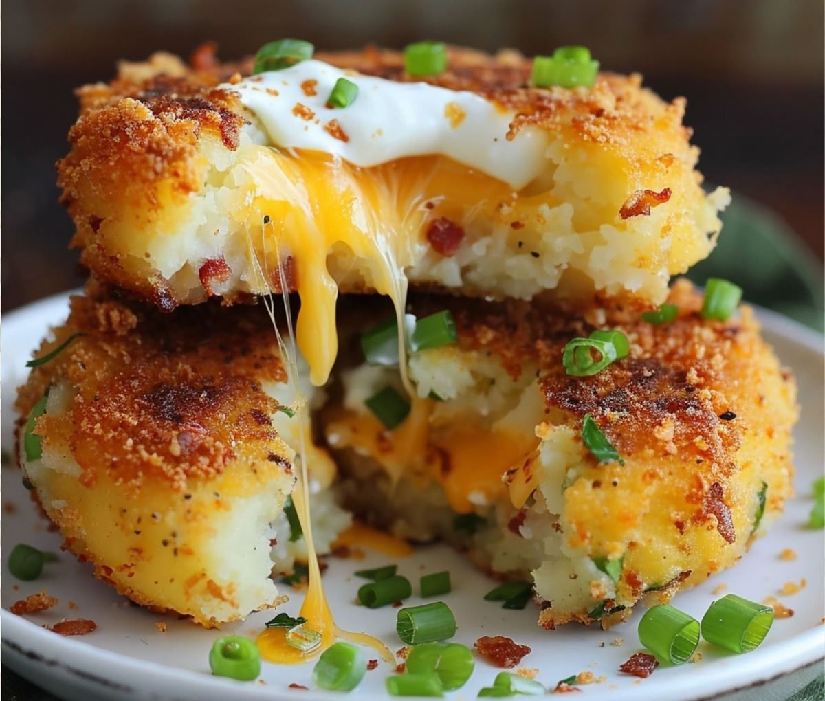 Cheesy Stuffed Potato Cakes