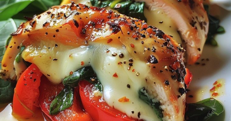 Spinach and Red Pepper-Stuffed Chicken