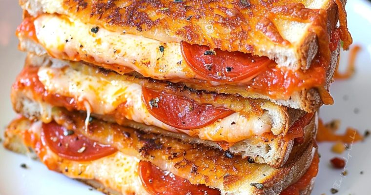 Pepperoni Pizza Grilled Cheese sandwiches