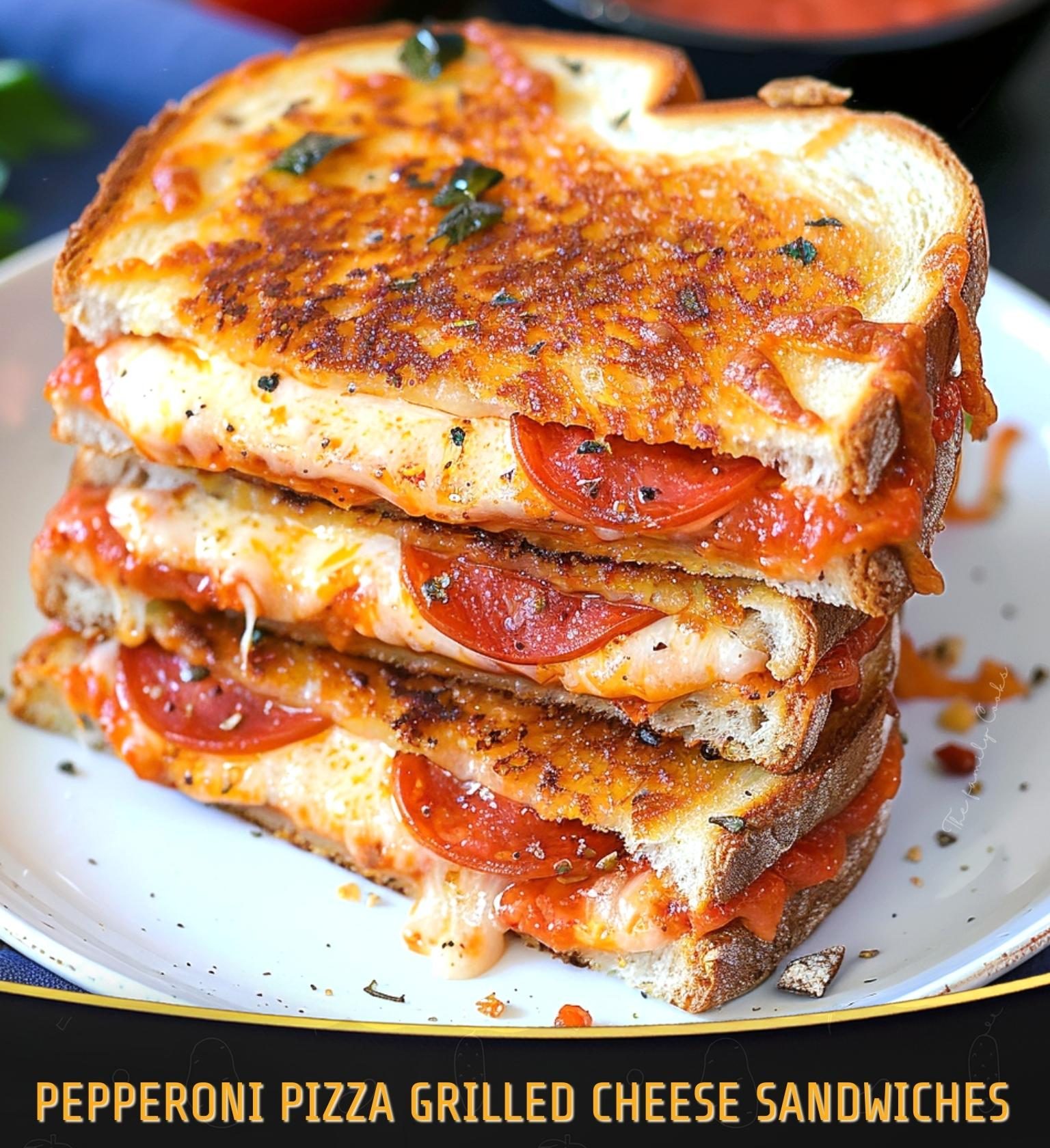 Pepperoni Pizza Grilled Cheese sandwiches