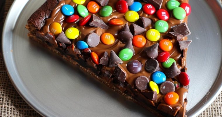 M&M Chocolate Brownie Pizza