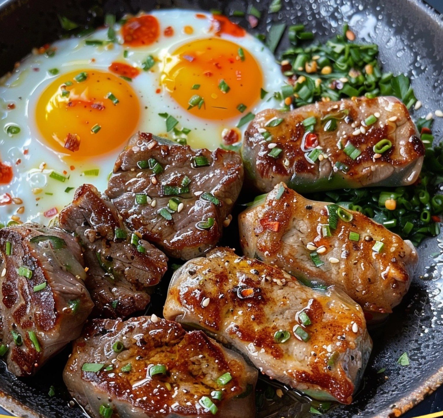 Garlic Steak Bites and Eggs for Breakfast