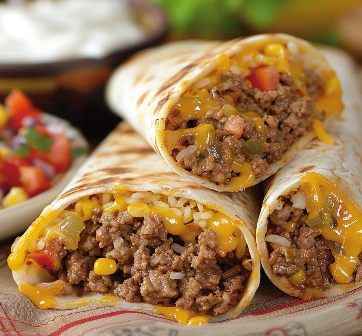 Cheesy Double Beef Burrito